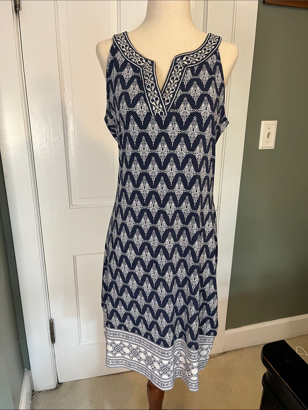 Magnolia Navy & White Sleeveless Swim Coverup or Athleisure Wear